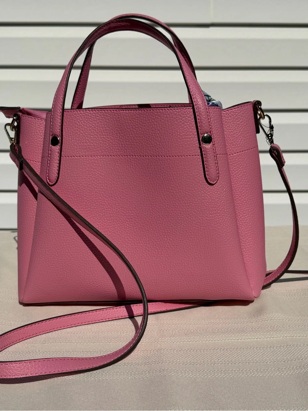 Nanette Lepore Bubble Gum Pink Satchel Handbag Crossbody Floral Scarf NWT